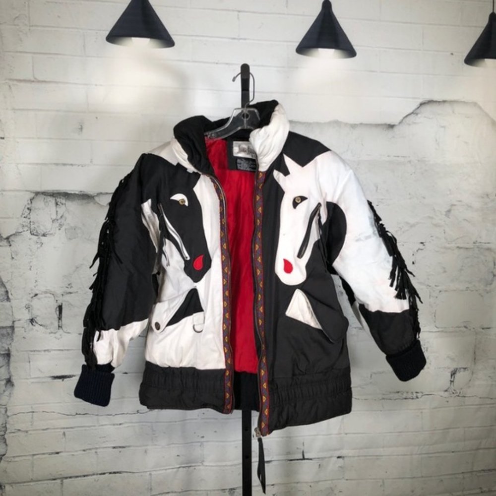 Vintage Neiman Marcus Horse Duck Down Jacket